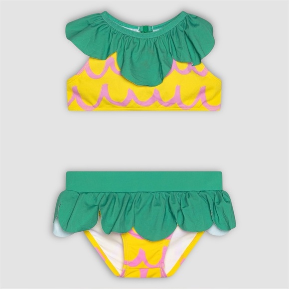 NWT Stella McCartney Kids Pineapple Two Piece Bikini Set, Size 5 - Picture 2 of 3